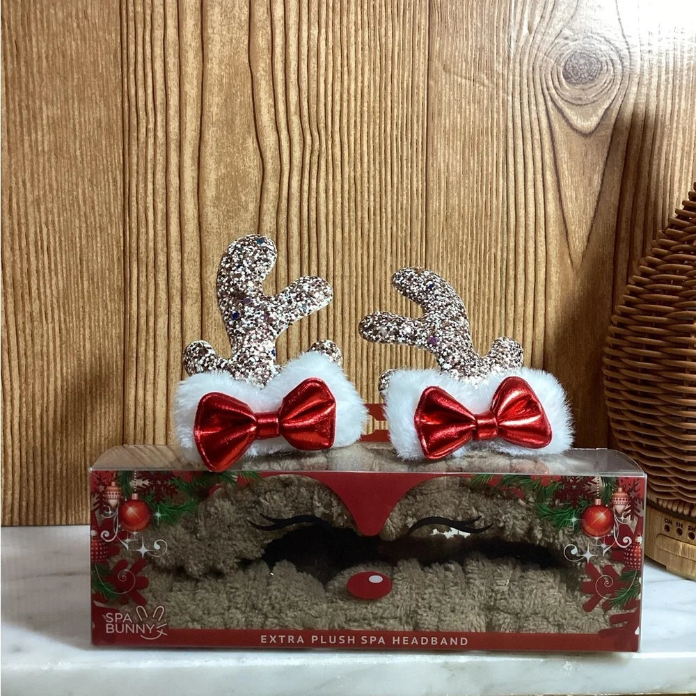 New Spa Bunny Red and White Reindeer Headband